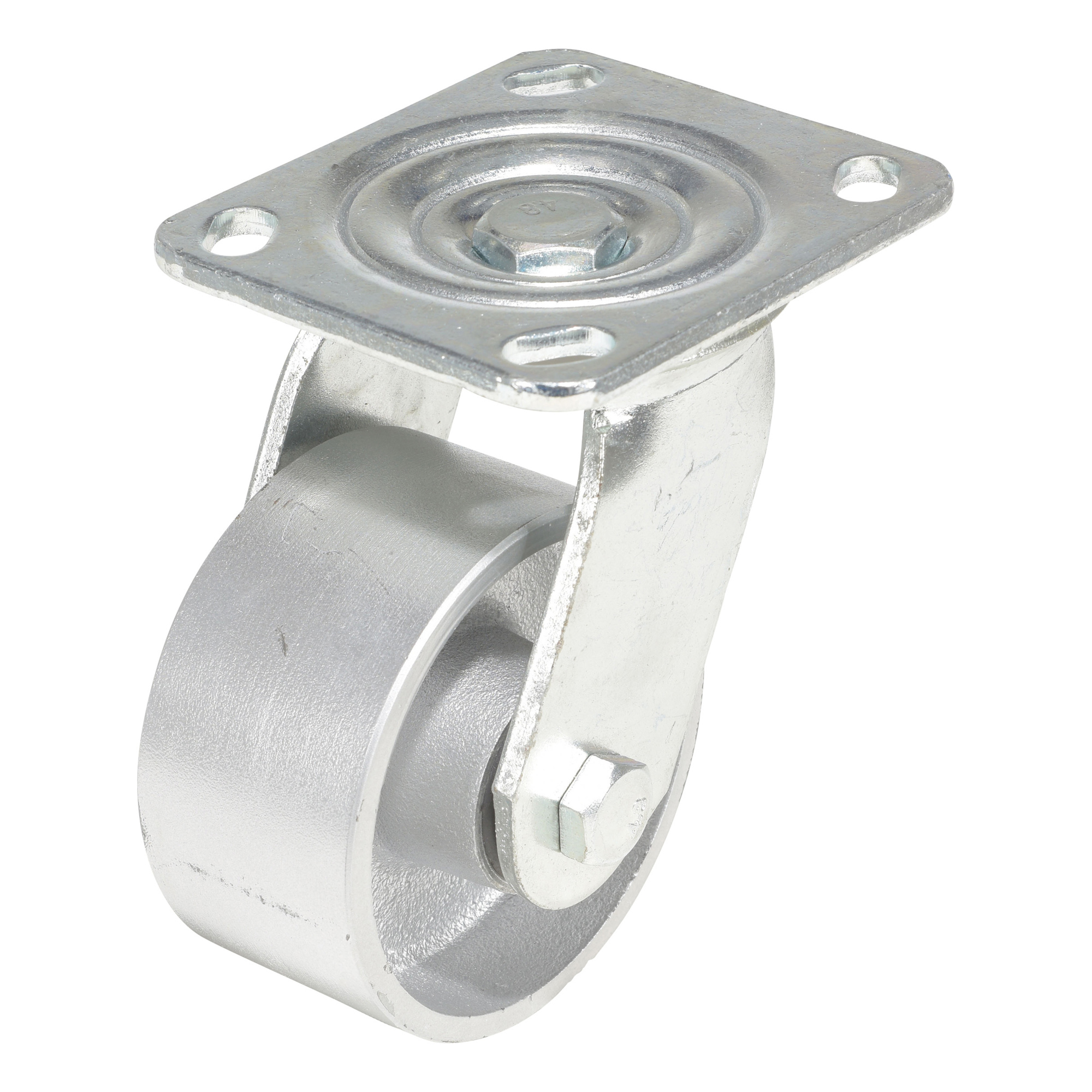 Vestil Cast Iron Caster - 4in. Wheel Diameter, Swivel, Abrasion-Resistant, Zinc-Plated, Model# CST-VE-4X2CI-S